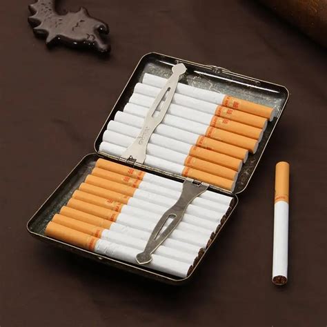 tobacco box steel|metal cigarette case.